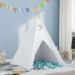 vidaXL Teepee Tent Wit 120 x 120 x 150 cm Stof en Plastic