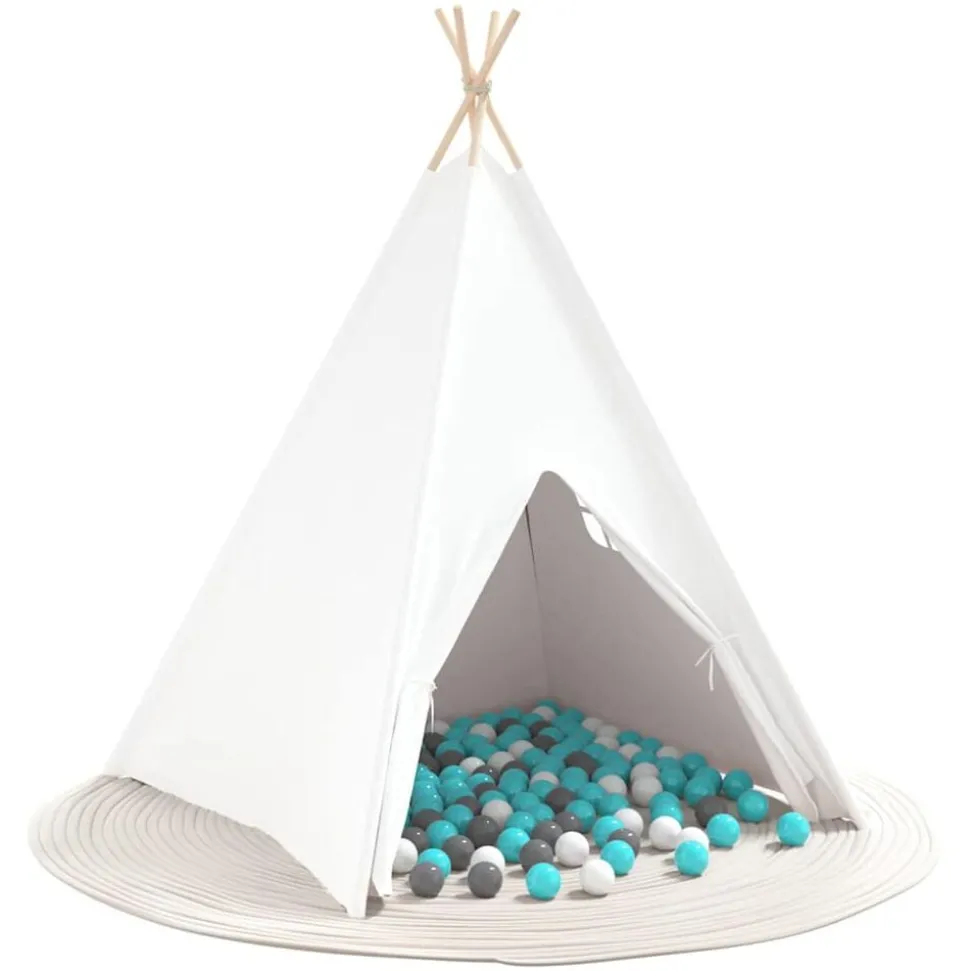 vidaXL Teepee Tent Wit 120 x 120 x 150 cm Stof en Plastic