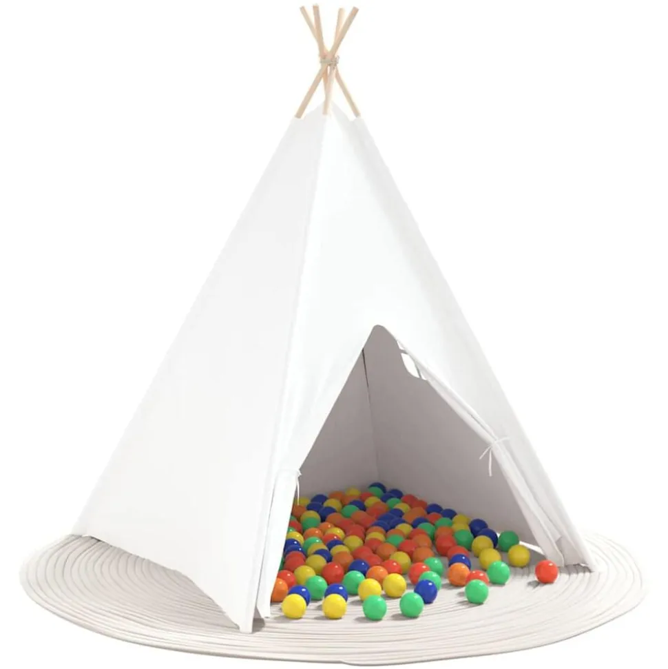 vidaXL Teepee Tent Wit 120 x 120 x 150 cm Stof en Plastic