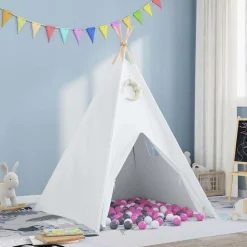 vidaXL Teepee Tent Wit 120 x 120 x 150 cm Stof en Plastic