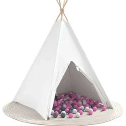 vidaXL Teepee Tent Wit 120 x 120 x 150 cm Stof en Plastic