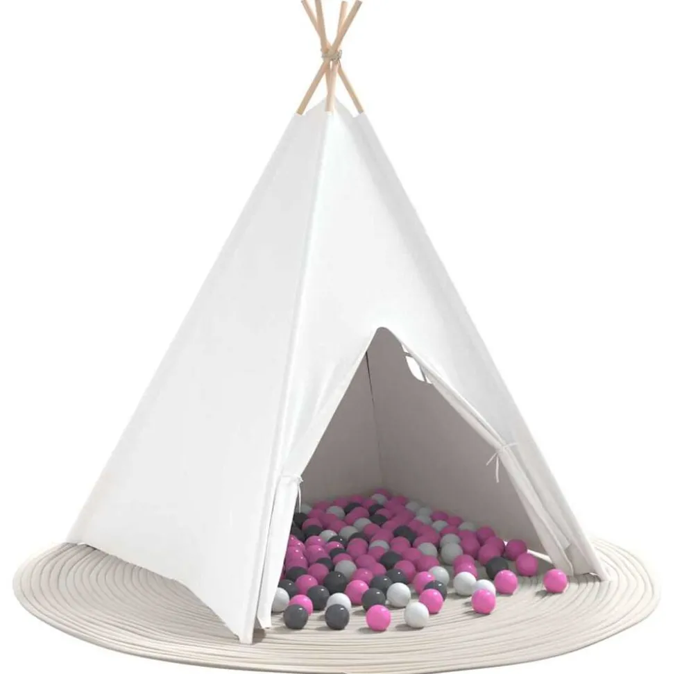 vidaXL Teepee Tent Wit 120 x 120 x 150 cm Stof en Plastic