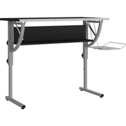vidaXL Tekentafel 110x53x(58-87) cm bewerkt hout en staal zwart/grijs