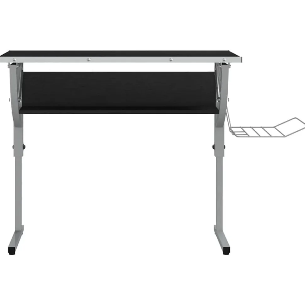 vidaXL Tekentafel 110x53x(58-87) cm bewerkt hout en staal zwart/grijs