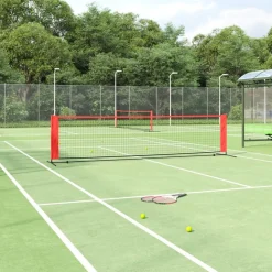 vidaXL Tennisnet 400x100x87 cm polyester zwart en rood