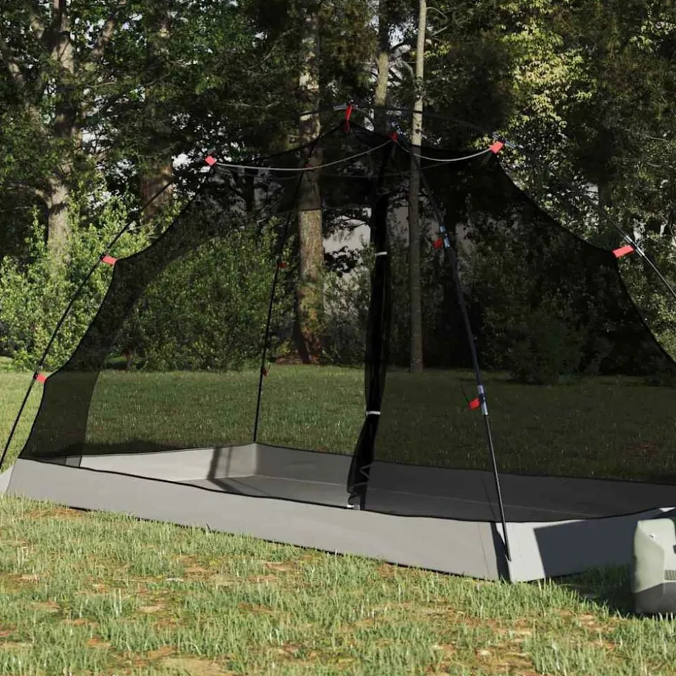 vidaXL Tent met dak met opslag Grijs en zwart 236 x 108 x 120 cm
