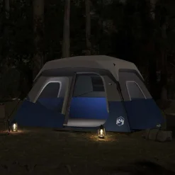 vidaXL Tent met LED 6-persoons snelontgrendeling lichtblauw