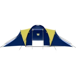 vidaXL Tent 9-persoons polyester blauw en geel