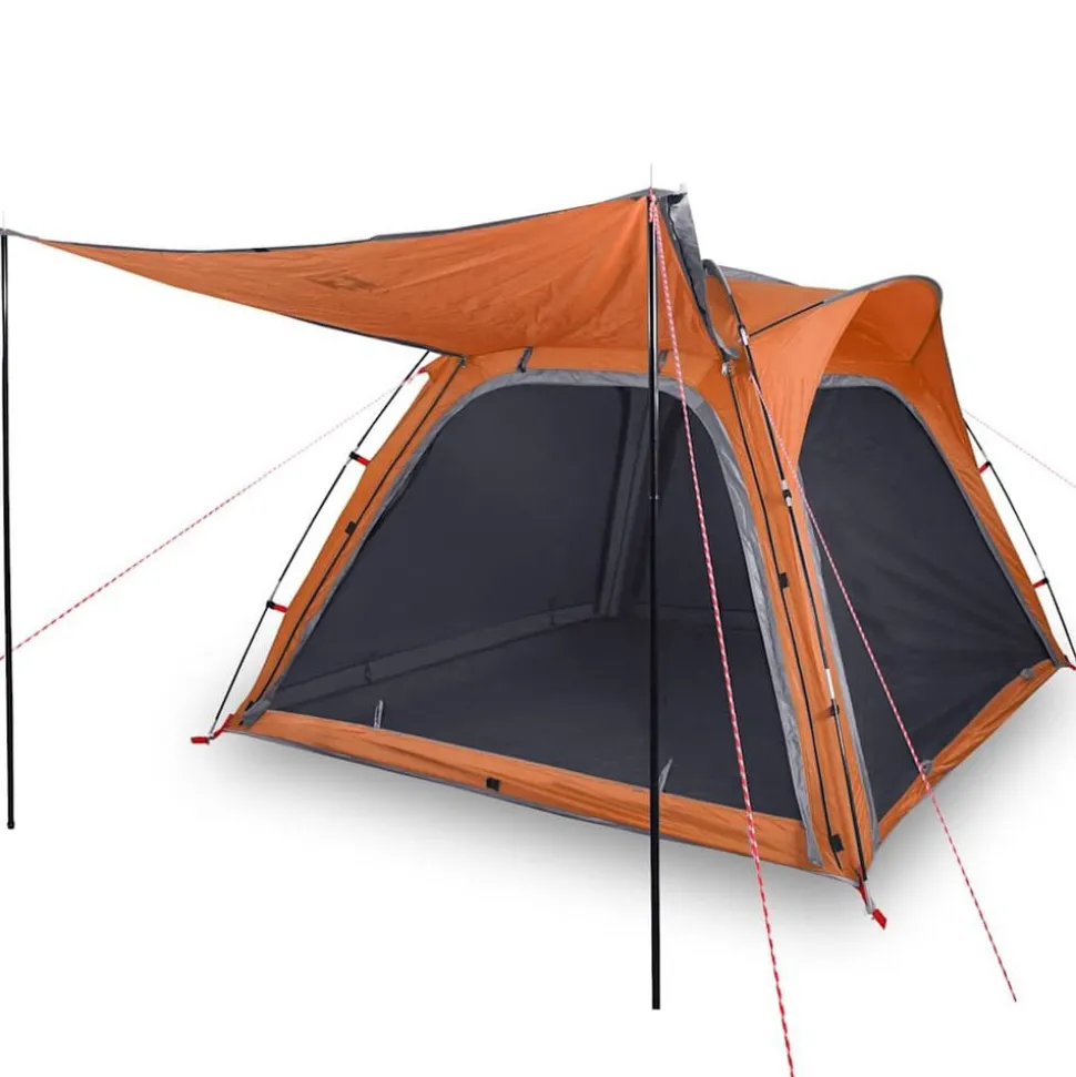 vidaXL Tent 4-persoons waterdicht snelontgrendeling grijs en oranje
