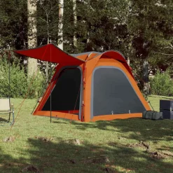 vidaXL Tent 4-persoons waterdicht snelontgrendeling grijs en oranje