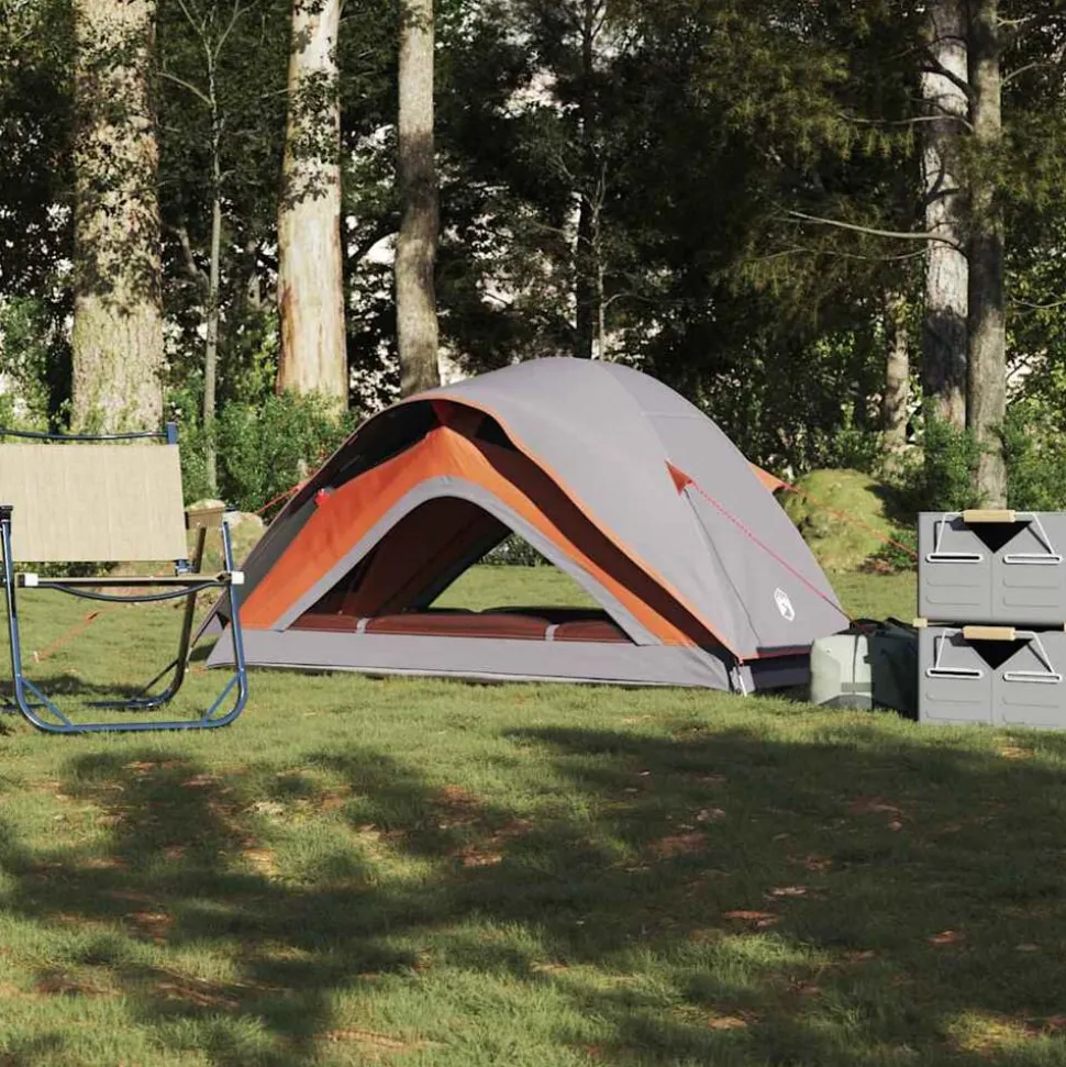vidaXL Tent 1-persoons waterdicht grijs en oranje