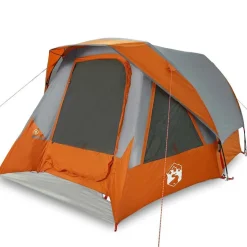 vidaXL Tent 4-persoons waterdicht grijs en oranje