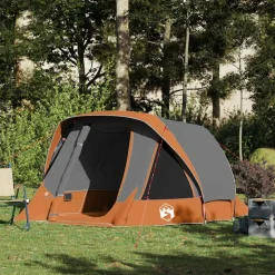 vidaXL Tent 4-persoons waterdicht grijs en oranje