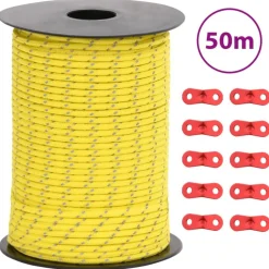 vidaXL Tentscheerlijn met reflecterende strips en spanners 50 m 3 mm