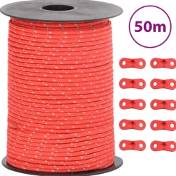 vidaXL Tentscheerlijn met reflecterende strips en spanners 50 m 3 mm