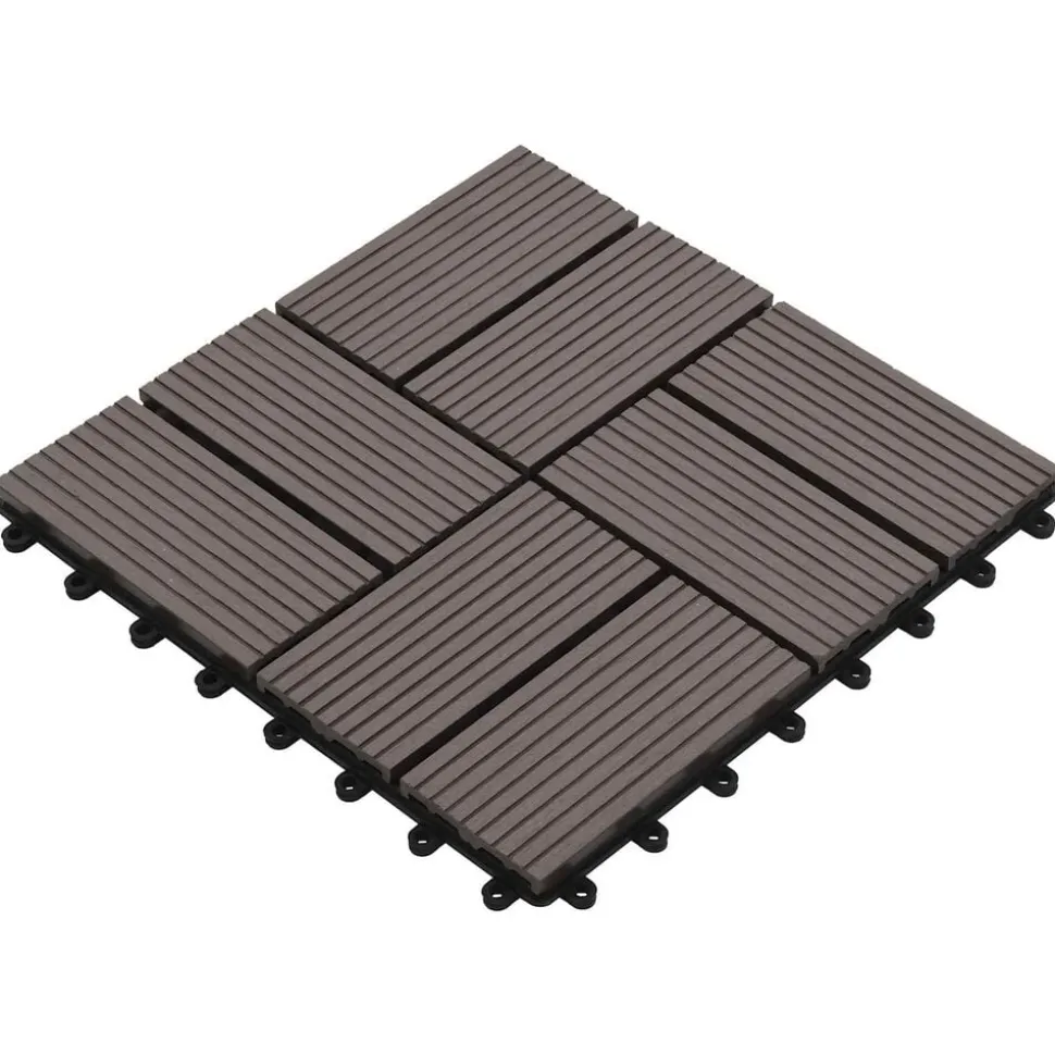 vidaXL Terras Tegel 11 pcs Donkerbruin 30 x 30 cm WPC