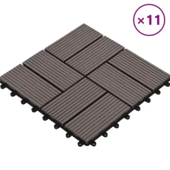 vidaXL Terras Tegel 11 pcs Donkerbruin 30 x 30 cm WPC