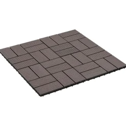 vidaXL Terras Tegel 11 pcs Donkerbruin 30 x 30 cm WPC