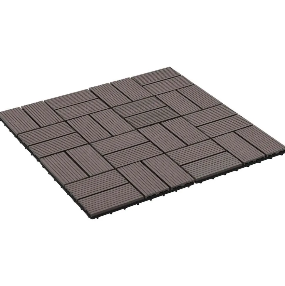 vidaXL Terras Tegel 11 pcs Donkerbruin 30 x 30 cm WPC