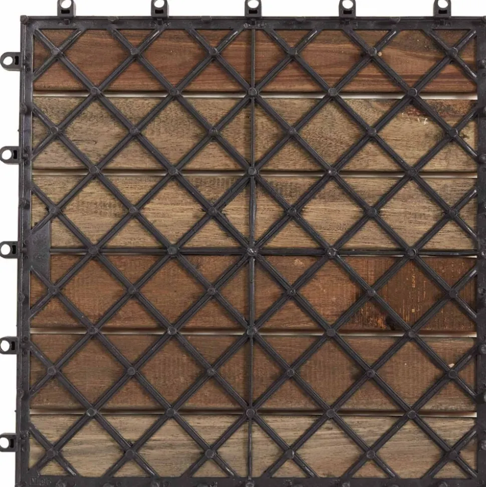 vidaXL Terras Tegel 10 pcs Grijs 30 x 30 cm Acacia Hardhout
