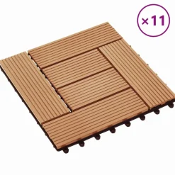 vidaXL Terras Tegel 11 pcs Teakhout 30 x 30 cm WPC