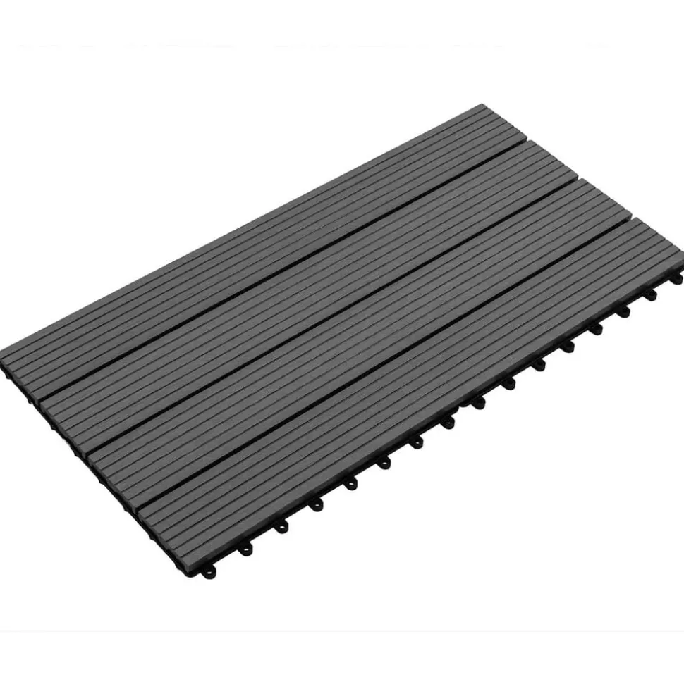 vidaXL Terras Tegel 6 pcs Zwart 60 x 30 cm WPC