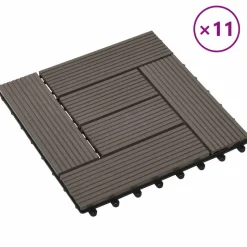 vidaXL Terras Tegel 11 pcs Donkerbruin 30 x 30 cm WPC