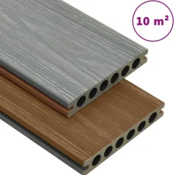 vidaXL Terrasplanken met accessoires 10 m² 2,2 m HKC bruin en grijs
