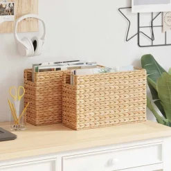 vidaXL Tijdschrift Manden 2 pcs Naturel 39 x 14 x 25 cm Waterhyacint