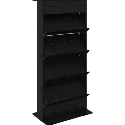 vidaXL Tijdschrift Rek Zwart Eiken 70 x 41 x 156 cm Bewerkt hout
