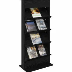 vidaXL Tijdschrift Rek Zwart Eiken 70 x 41 x 156 cm Bewerkt hout