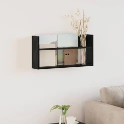 vidaXL Tijdschrift Rek Zwart Eiken 60 x 12 x 30 cm Bewerkt hout