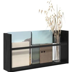 vidaXL Tijdschrift Rek Zwart Eiken 60 x 12 x 30 cm Bewerkt hout
