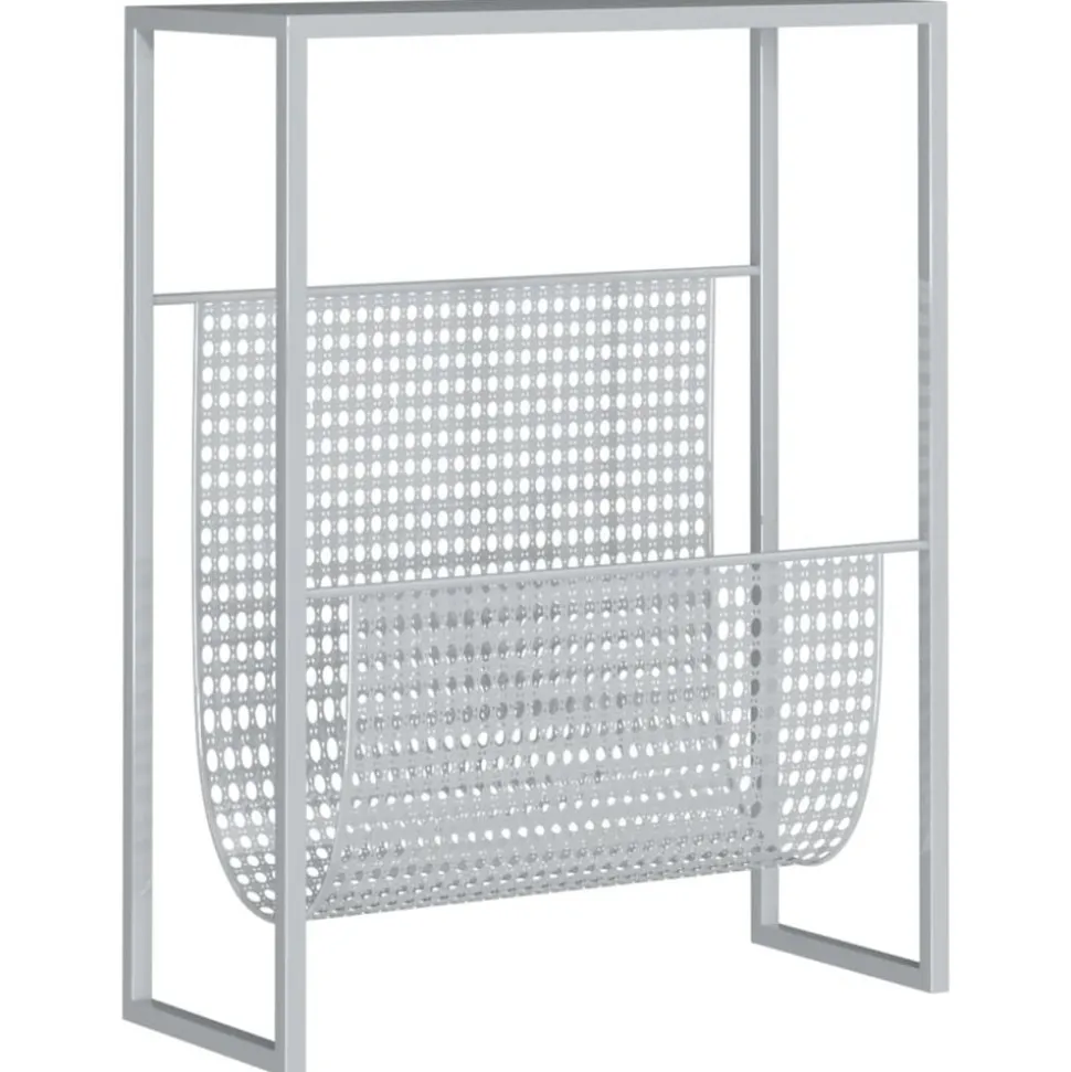 vidaXL Tijdschriftenrek 35x15x45 cm staal zilverkleurig