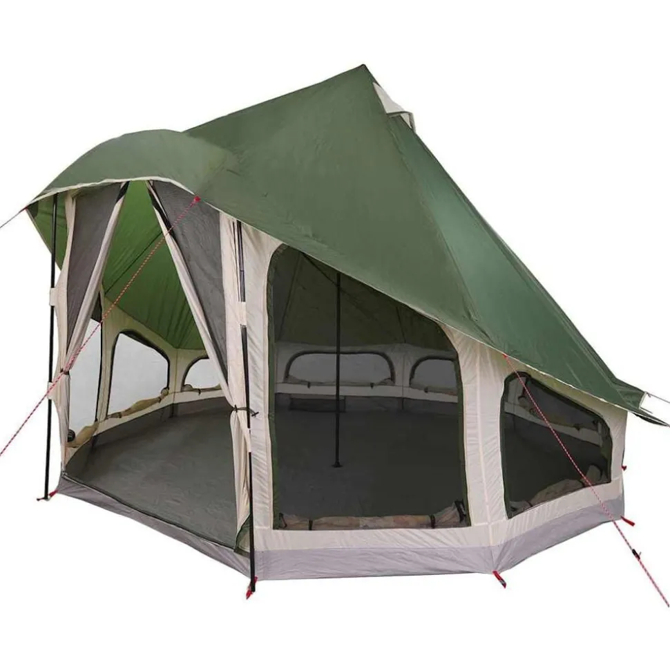 vidaXL Tipi Tent met dak met opslag Groen 404 x 370 x 270 cm taft