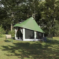 vidaXL Tipi Tent met dak met opslag Groen 404 x 370 x 270 cm taft