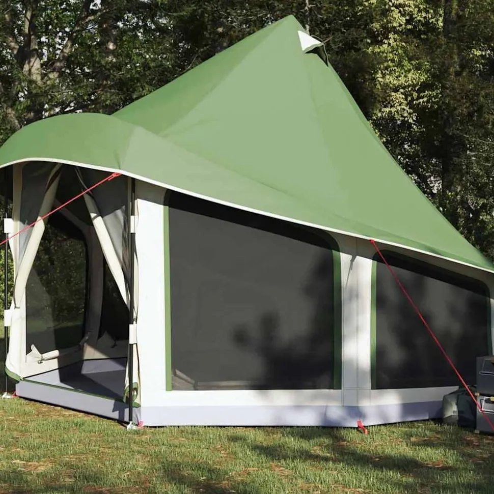 vidaXL Tipi Tent met dak met opslag Groen 404 x 370 x 270 cm taft
