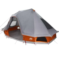 vidaXL Tipi Tent met dak Grijs en Oranje 466 x 310 x 240 cm taft