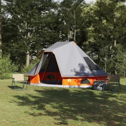 vidaXL Tipi Tent met dak Grijs en Oranje 466 x 310 x 240 cm taft