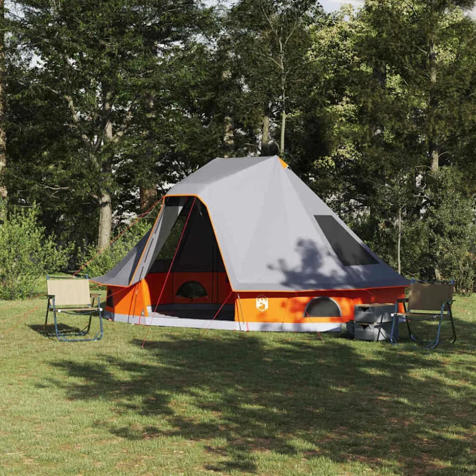 vidaXL Tipi Tent met dak Grijs en Oranje 466 x 310 x 240 cm taft