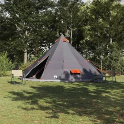 vidaXL Tipi Tent met dak Grijs en Oranje 560 x 560 x 300 cm taft