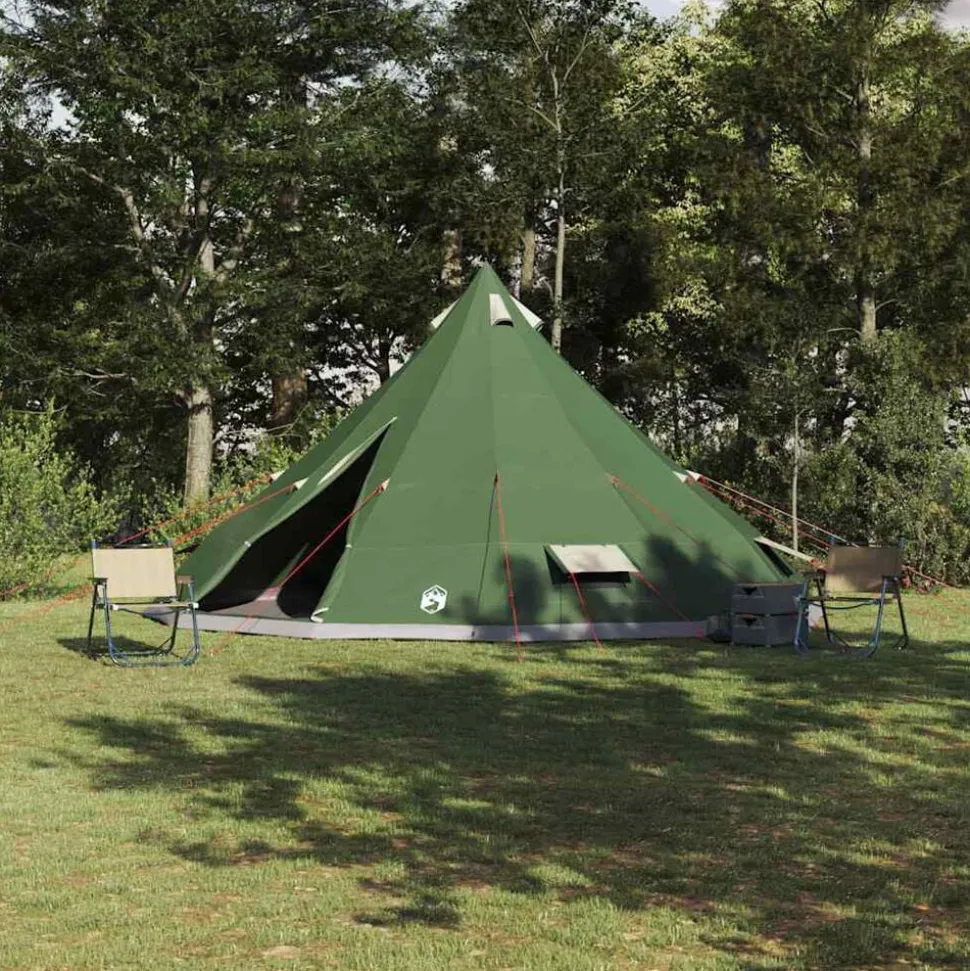 vidaXL Tipi Tent met dak met opslag Groen 560 x 560 x 300 cm taft