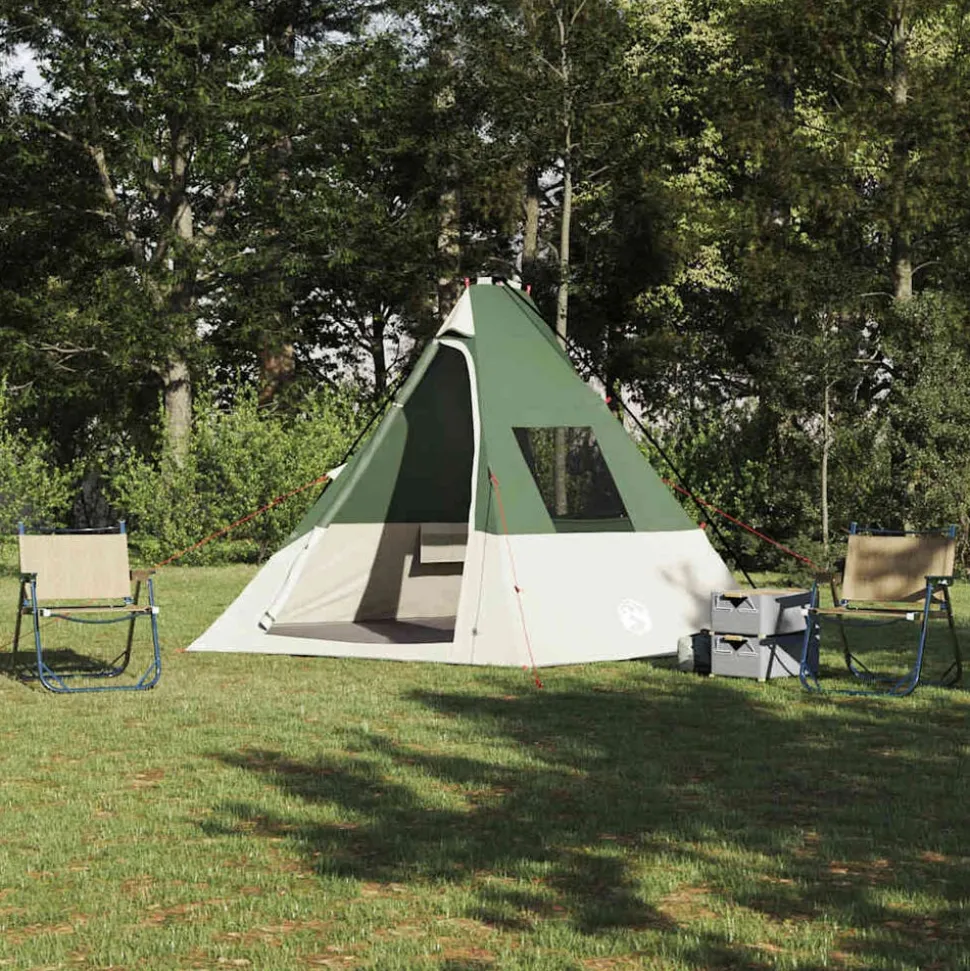 vidaXL Tipi Tent met dak met opslag Groen 383 x 338 x 217 cm taft