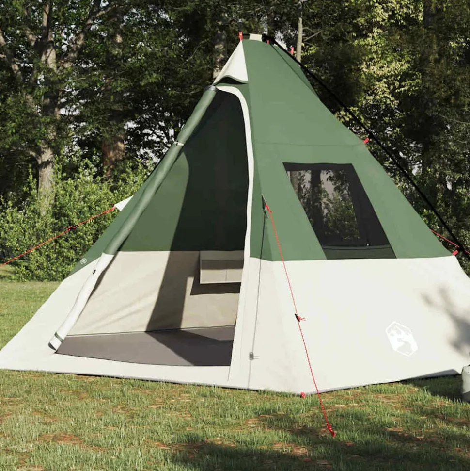 vidaXL Tipi Tent met dak met opslag Groen 383 x 338 x 217 cm taft