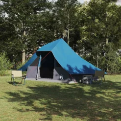 vidaXL Tipi Tent met dak met opslag Blauw 364 x 281 x 257 cm taft