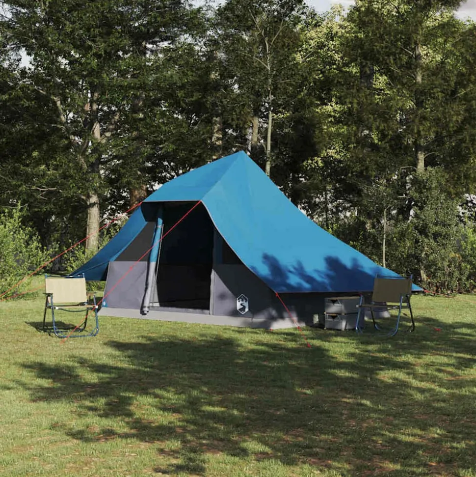 vidaXL Tipi Tent met dak met opslag Blauw 364 x 281 x 257 cm taft