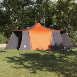 vidaXL Tipi Tent met dak Grijs en Oranje 492 x 492 x 275 cm taft