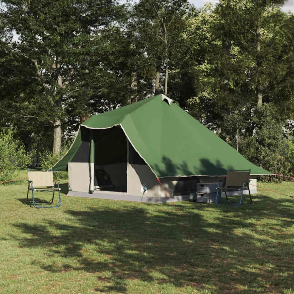 vidaXL Tipi Tent met dak met opslag Groen 358 x 296 x 258 cm taft