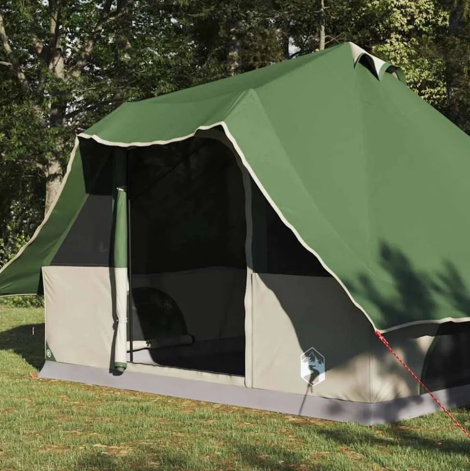 vidaXL Tipi Tent met dak met opslag Groen 358 x 296 x 258 cm taft