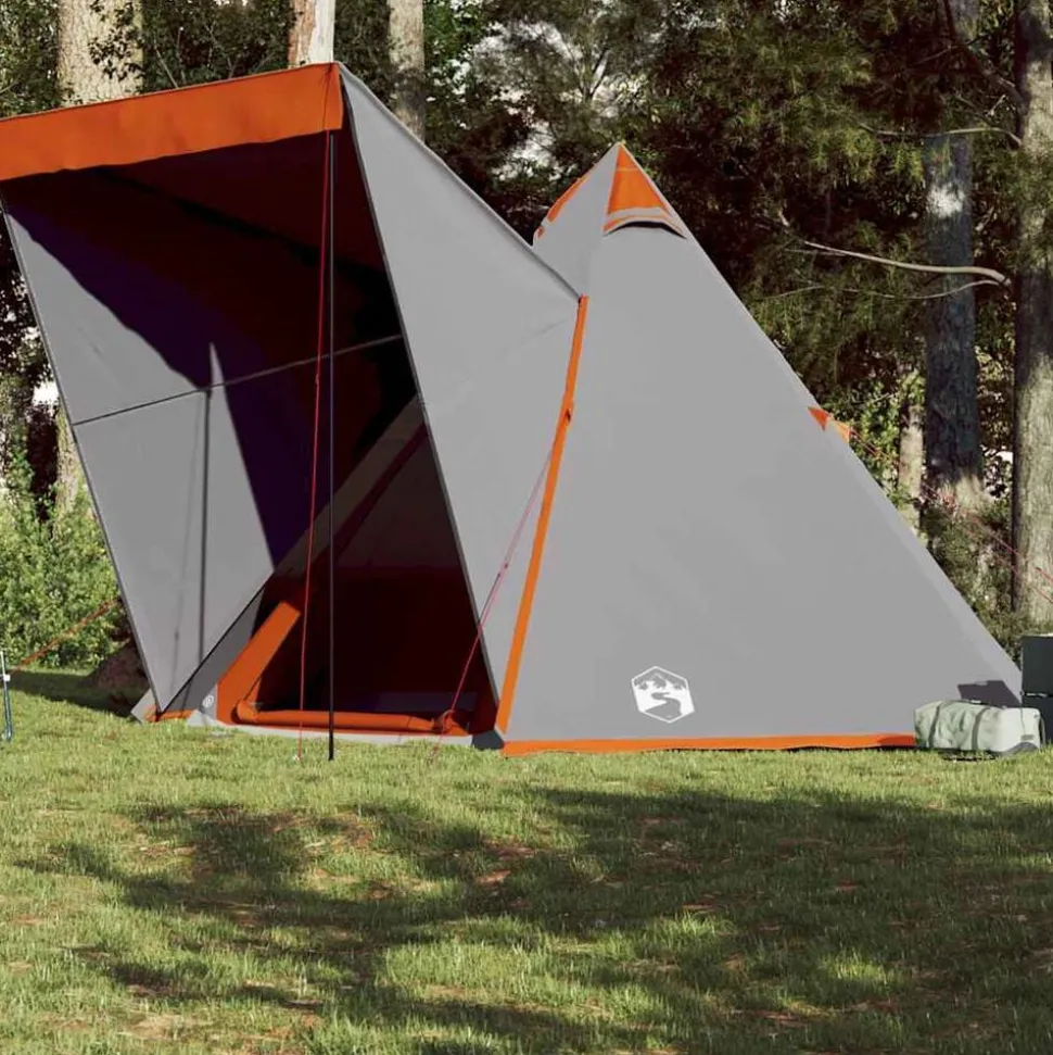 vidaXL Tipitent 6-persoons waterdicht grijs en oranje